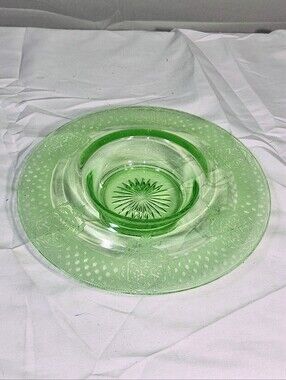 1920's-30's Vintage Uranium Depression Glass 8.5" Console Centerpiece Bowl